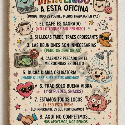 Placa "Bienvenido a Esta Oficina" · Chapa Metal · Personalizable