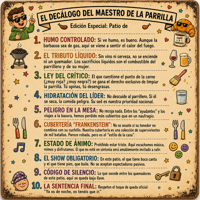 Placa "Decálogo del Maestro de la Parrilla" · Chapa Metal · Personalizable