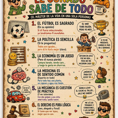 Placa "El Cuñado Sabe de Todo" · Chapa Metal · Personalizable