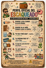 Placa "Perfil Oficial del Escaqueado" · Chapa Metal · Personalizable